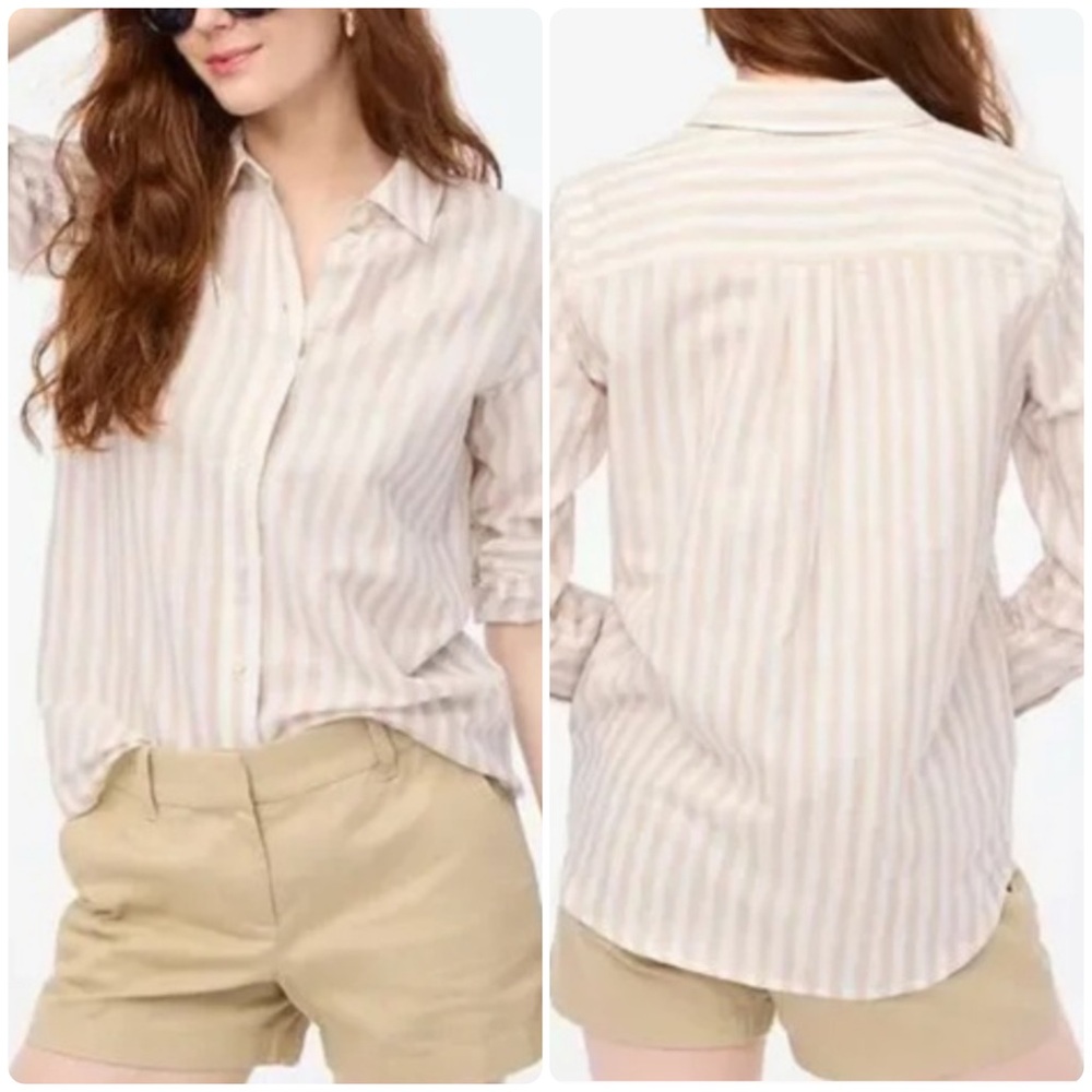 J.Crew Striped linen-blend button-up shirt